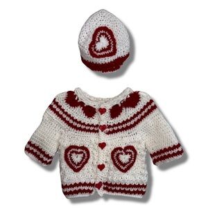 Handmade Crochet Cardigan & Matching Hat